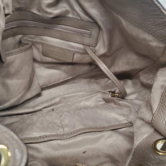 Michael Kors Brown Pebble Leather Drawstring Hobo Handbag image number 5