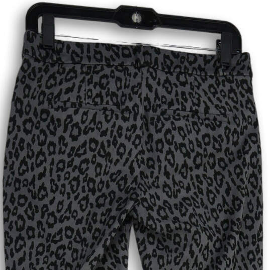 Womens Gray Black Cheetah Print Welt Pocket Straight Leg Ankle Pants Size 4 image number 3