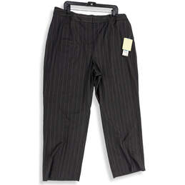 NWT Womens Gray Brown Striped Classic Fit Straight Leg Ankle Pants Size 20W