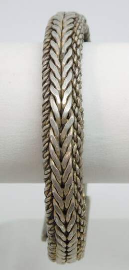 (G) KC Indo 925 Fancy Braided Foxtail Chunky Chain Statement Bracelet