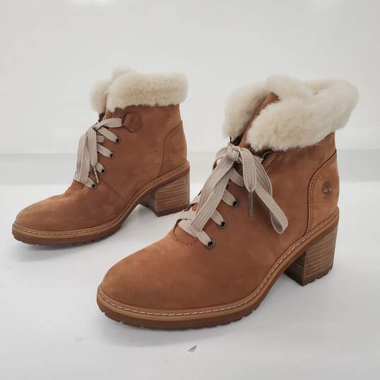 Timberland Sienna Brown Suede Waterproof High Shearling Hiker Boots Women's Size 7 image number 3