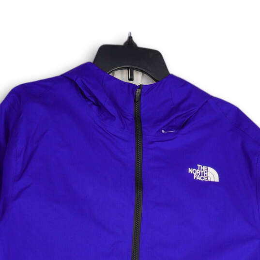 Mens Purple Long Sleeve Hooded Full-Zip Windbreaker Jacket Size Large image number 3