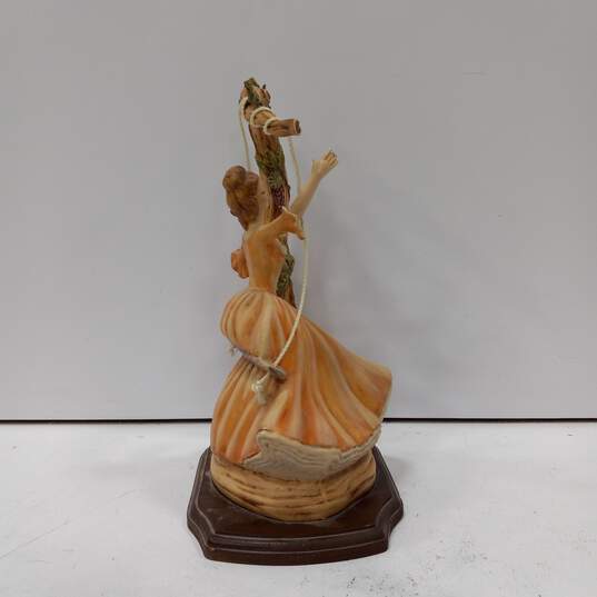 Vintage Lady on Swing Porcelain figure on Wooden Stand image number 3