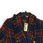 NWT Halogen Mens Black Navy Plaid Tweed Fringe Double-Breasted Blazer Size XXL image number 3