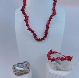 Artisan Red Coral & Pink Shell Jewelry