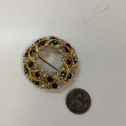 Designer Swarovski Gold-Tone Multicolor Crystal Cut Stone Brooch Pin alternative image