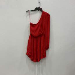 NWT Womens Red Zinnia One Shoulder Asymmetrical Sleeve Tiered Mini Dress Size XS