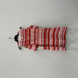 NWT Womens Red Striped Round Neck Cold Shoulder Back Zip Sheath Dress Sz 14 alternative image