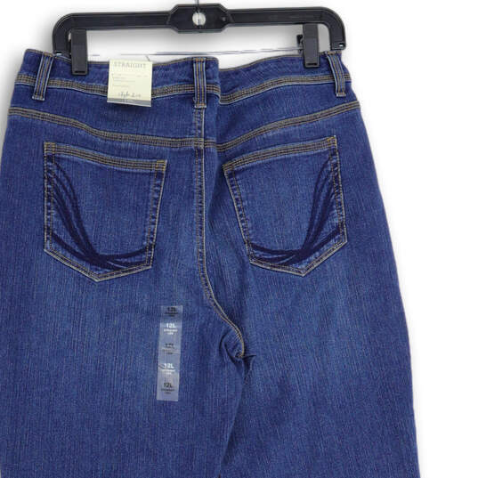 NWT Womens Blue Denim 5-Pocket Design Straight Leg Jeans Size 12L image number 4