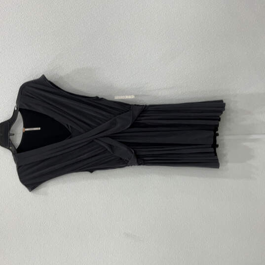 NWT Womens Black Cupro Criss Cross Front Cap Sleeve Mini Dress Size XS image number 1