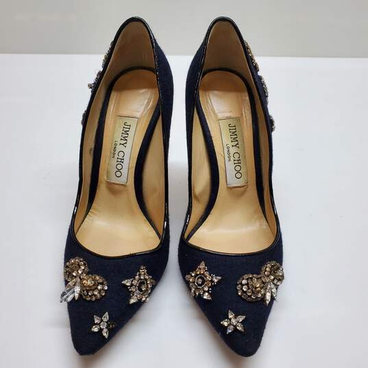AUTHENTICATED JIMMY CHOO EMBELLISHED PUMPS SZ 38.5 image number 4