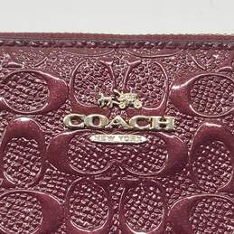Coach Wine Red Accordion Zip Embossed Leather Wristlet Wallet alternative image