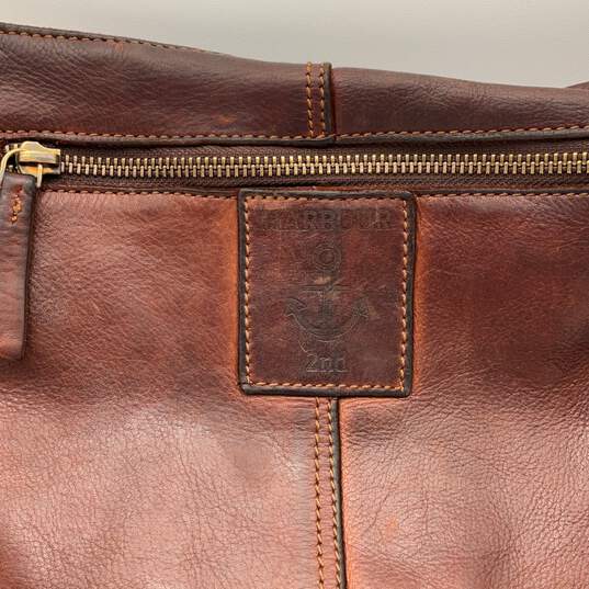 Harbour Womens Brown Leather Adjustable Strap Outer Pocket Zipper Crossbody Bag image number 6