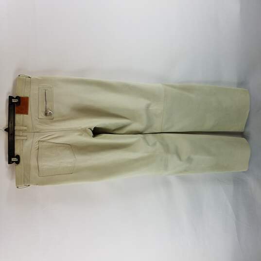 Donald J Pliner Men Ivory Bootcut Leather Pants 40 NWT image number 2