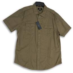 NWT Rock & Republic Mens Khaki Spread Collar Short Sleeve Button-Up Shirt Sz XL