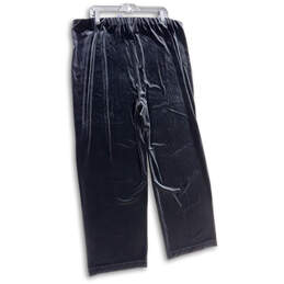 Womens Black Flat Front Elastic Waist Wide Leg Pull-On Cropped Pants Size 2 alternative image