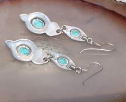 Artisan Signed Sterling Silver Turquoise Earrings alternative image