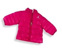 Girls Pink Long Sleeve Hooded Full Zip Puffer Jacket Size 12 M