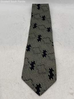 Authentic Giorgio Armani Mens Sage And Black Printed Designer Tie