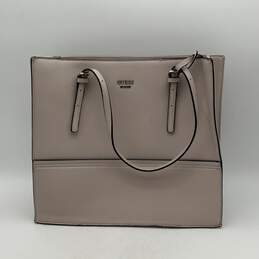 Guess Womens Gray Leather Inner Pockets Double Handle Zip Tote Handbag