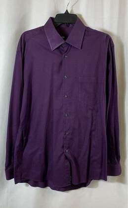 Hugo Boss Mens Purple Cotton Pocket Collar Long Sleeve Dress Shirt Size 2