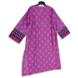 NWT Womens Purple Geometric Long Sleeve Side Slit Tunic Blouse Top Size L alternative image