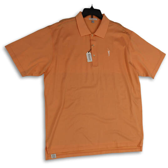 NWT Mens Orange Spread Collar Short Sleeve Polo Shirt Size XXL image number 4