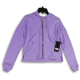 NWT Womens Lavender Long Sleeve Kangaroo Pocket Full-Zip Hoodie Size S