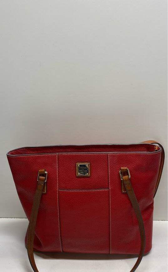 Dooney & Bourke Red Pebbled Leather Tote Bag image number 1