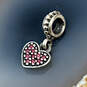 Designer Pandora S925 ALE Sterling Silver Red CZ Heart Shape Dangle Charm image number 1