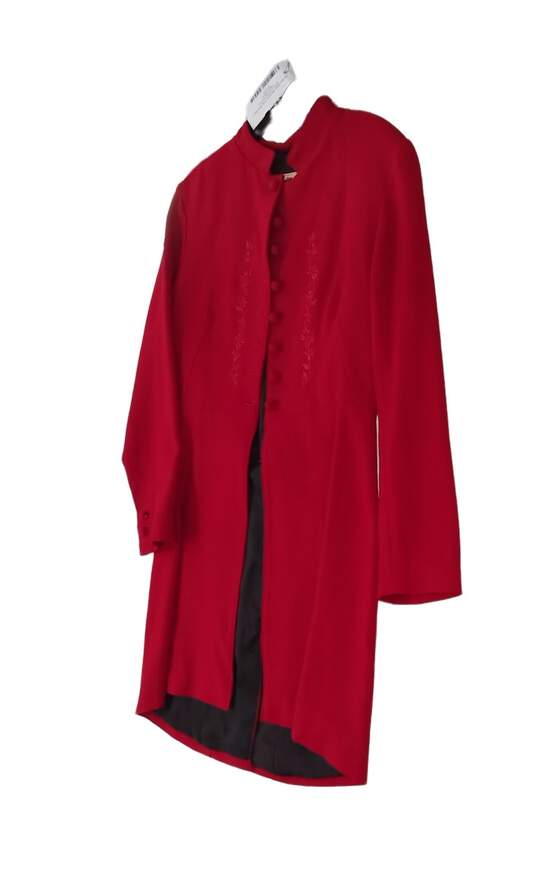 Womens Red Long Sleeve Casual Trench Coat Size 4 image number 2