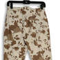NWT Womens White Brown Animal Print Bell Bottom Ankle Pants Size Small image number 4