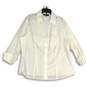 Jones New York Signature Womens White Lace Button Front Blouse Top Size 2X image number 1