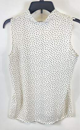 Karl Lagerfeld Women White Polka Dots Tie Neck Tank Blouse XS alternative image