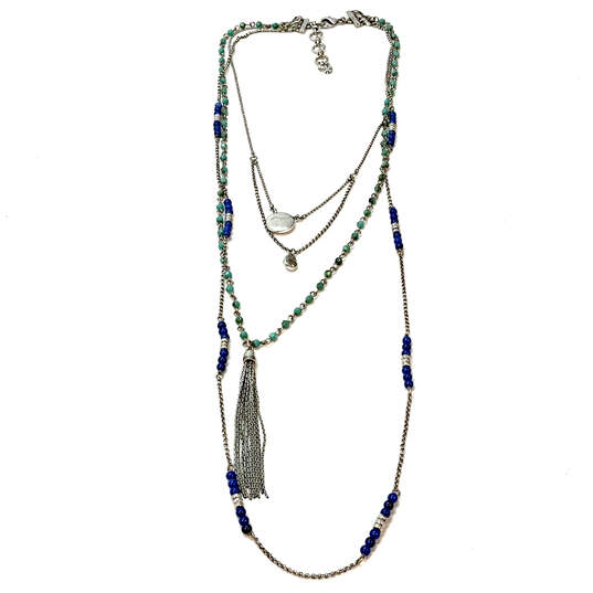 Designer Lucky Brand Silver-Tone Classic Multi Strand Beaded Chain Necklace image number 3