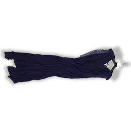 Womens Blue Sleeveless V Neck Side Slit Stretch Maxi Dress Size 16