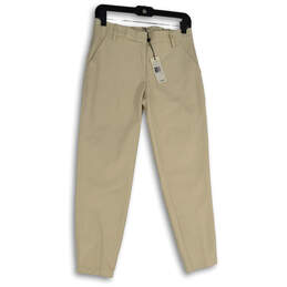 NWT Womens Cream Flat Front Slash Pocket Tapered Leg Pants Size 0