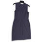 Womens Blue Houndstooth Sleeveless Round Neck Back Zip Sheath Dress Size 8 image number 2