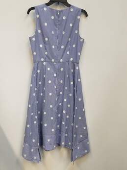 Womens Blue White Polka Dots Round Neck Sleeveless Fit & Flare Dress Size 8 alternative image