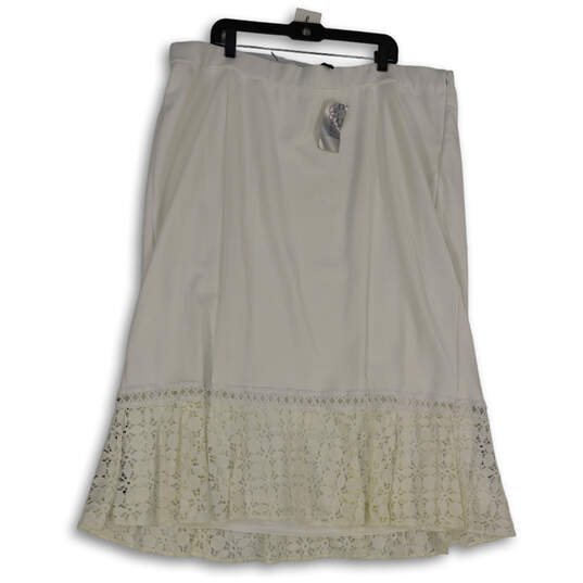 NWT Womens White Lace Side-Zip Timeless Midi A-Line Skirt Size 2X (22/24W) image number 1