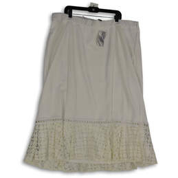 NWT Womens White Lace Side-Zip Timeless Midi A-Line Skirt Size 2X (22/24W)
