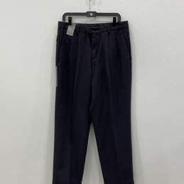NWT Mens Blue Pleated Slash Pockets Relaxed Fit Dress Pants Size 34x30