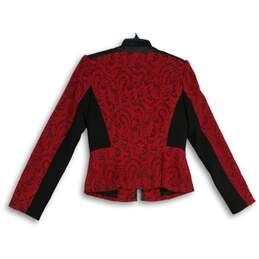 Womens Red Black Paisley Long Sleeve Welt Pocket Full-Zip Jacket Size 6 alternative image