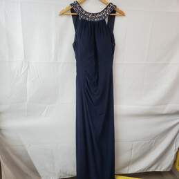 XSCAPE Navy Sequin Sleeveless Maxi Dress Women's 12