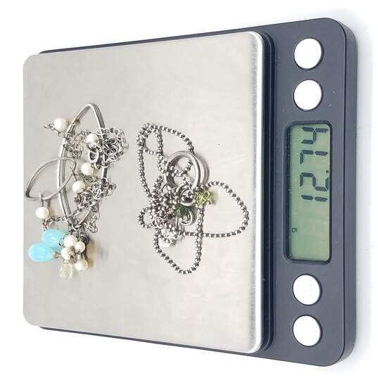 925 Sterling Silver Necklaces w/ Aquamarine Pearl & Smokey Quartz image number 4
