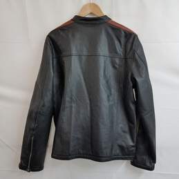 Street Legal black moto leather jacket with arm stripes M