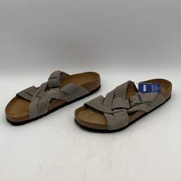 NWT Birkenstock Mens Gray Beige Suede Lugano Soft Footbed Slip-On Sandals Sz 12 alternative image