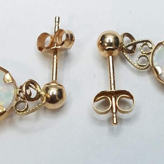14K / 10K Gold Opal Dangle Earrings 0.6g image number 5