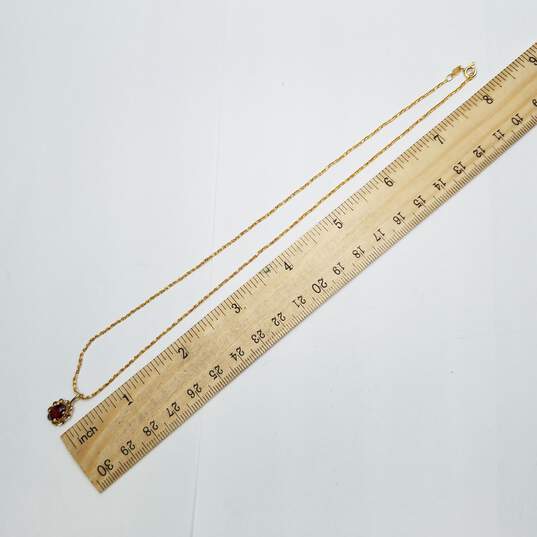 P 14K Gold Garnet Pendant Necklace 2.9g image number 5