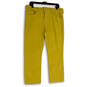 Womens Yellow Denim Regular Fit Dark Wash Pockets Cropped Jeans Size 33 image number 1